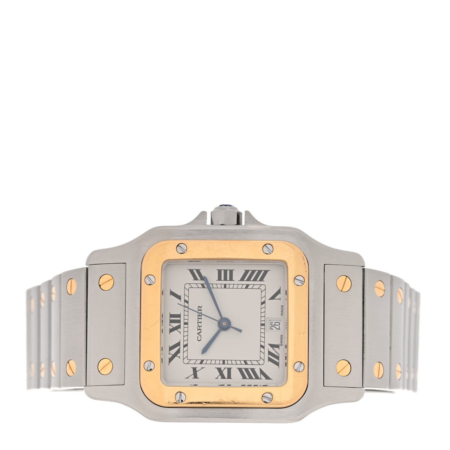 Cartier Stainless Steel 18K Yellow Gold 29mm Santos De Cartier Galbee Quartz Watch 2 of 5