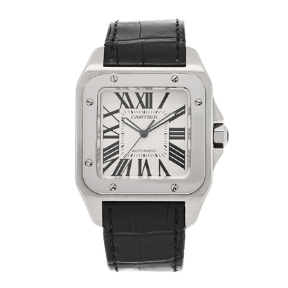 Cartier Stainless Steel Alligator 38mm Santos 100 Automatic Watch 1 of 5