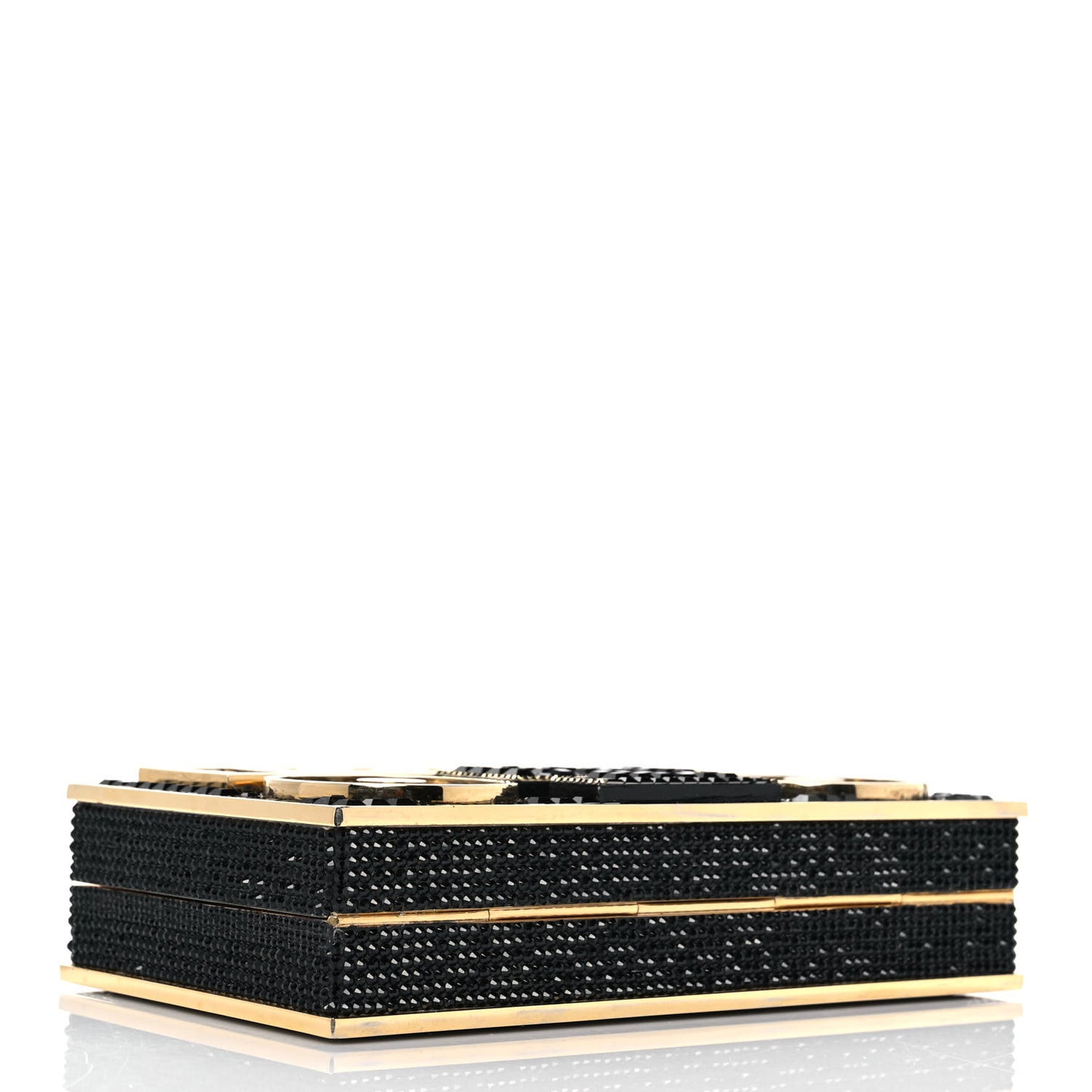Crystal Boombox Retro Minaudiere Clutch Gold Black