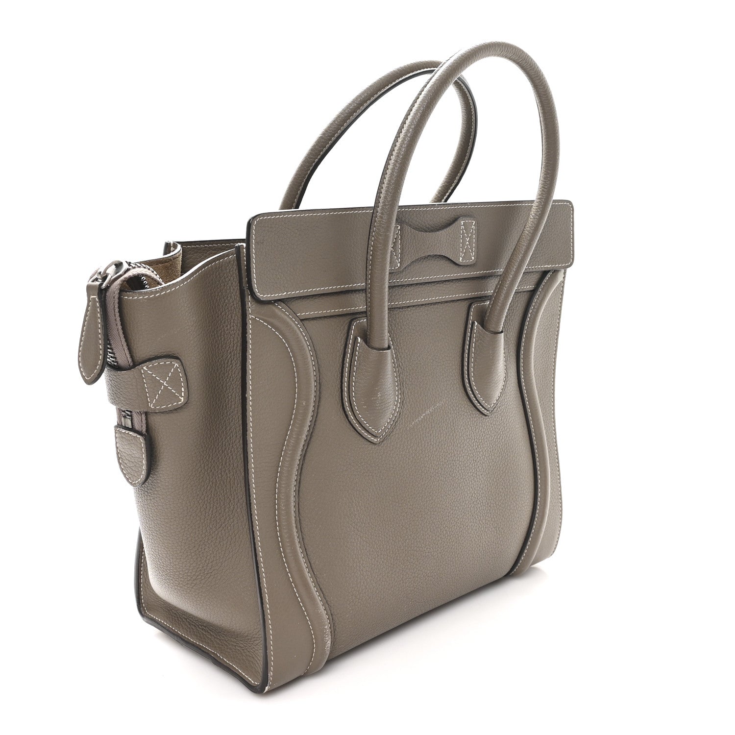 Celine Drummed Calfskin Micro Luggage Souris 3 of 11