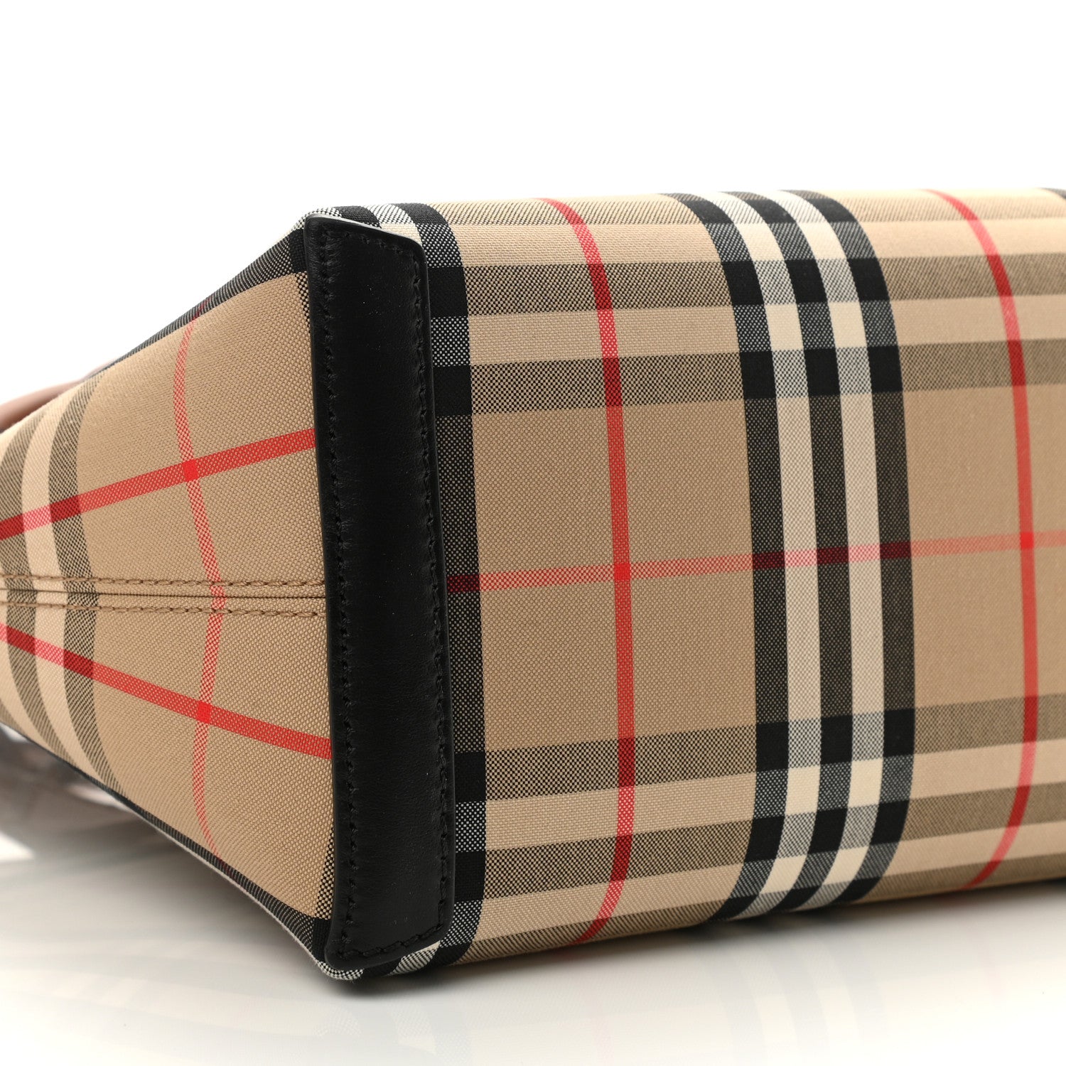 Burberry Calfskin Vintage Check Small Society Top Handle Bag Archive Beige Black 10 of 11