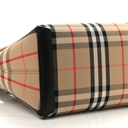 Burberry Calfskin Vintage Check Small Society Top Handle Bag Archive Beige Black 10 of 11