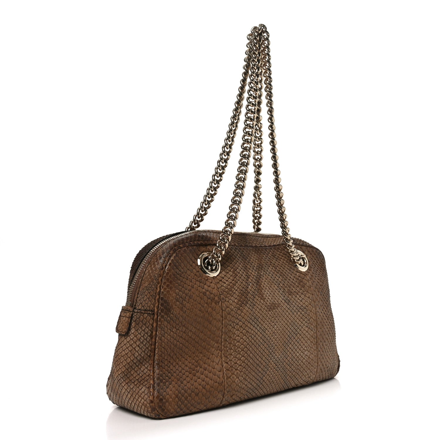 Gucci Snakeskin Small Soho Bowler Brown 2 of 10
