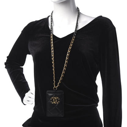 Chanel Goatskin Quilted 19 Card Holder On Chain Black 2 of 6