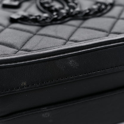Chanel Lambskin Quilted Medium CC Filigree Vanity Case Black 18 of 22