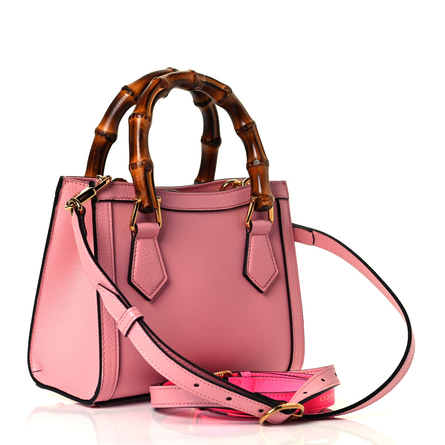 Wonka Grain Calfskin Mini Diana Tote Bag Wild Rose Fuxia Fluo