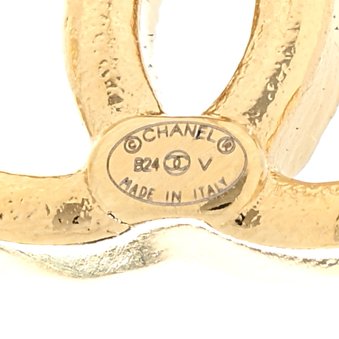 Chanel Metal Tweed Effect CC Earrings Gold 4 of 4