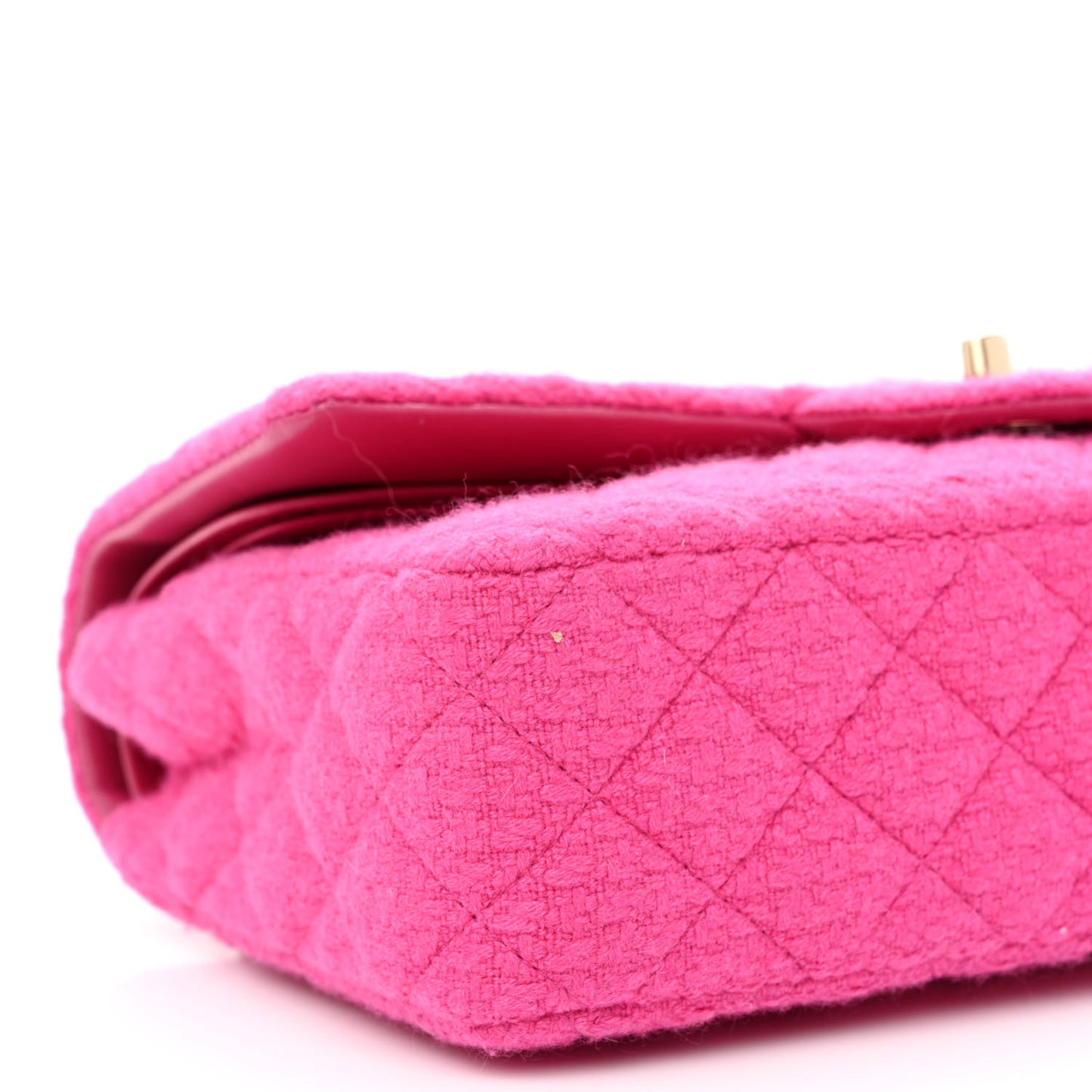 Tweed Quilted Medium Double Flap Fuchsia