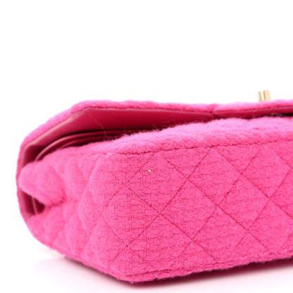 Chanel Tweed Quilted Medium Double Flap Fuchsia 9 of 11