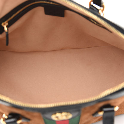 Gucci Suede Patent Web Medium Ophidia Top Handle Dome Bag Nocciola Black 5 of 9