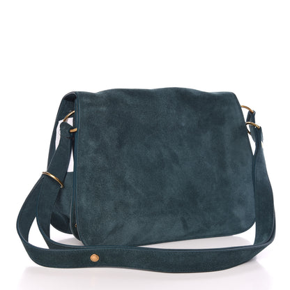 Saint Laurent Suede Amalia Flap Shoulder Bag Dark Turquoise 3 of 10