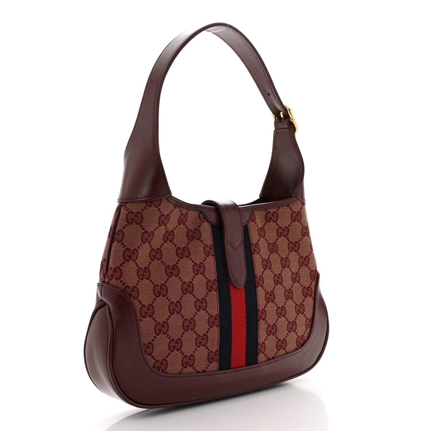 Gucci Monogram Azalea Calfskin Web Small Jackie 1961 Hobo Sahara Rubino Chardonnay 3 of 10