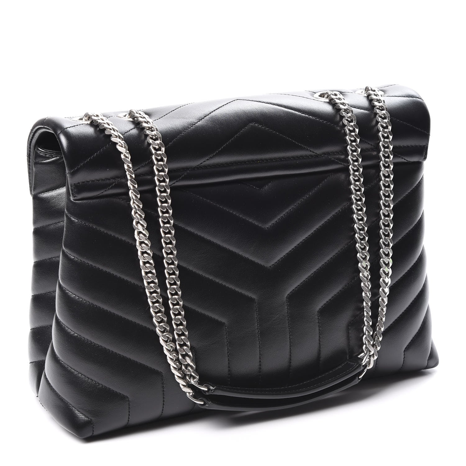 Saint Laurent Calfskin Y Quilted Monogram Medium Loulou Chain Satchel Black 2 of 11