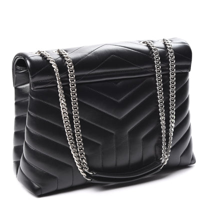 Saint Laurent Calfskin Y Quilted Monogram Medium Loulou Chain Satchel Black 2 of 11