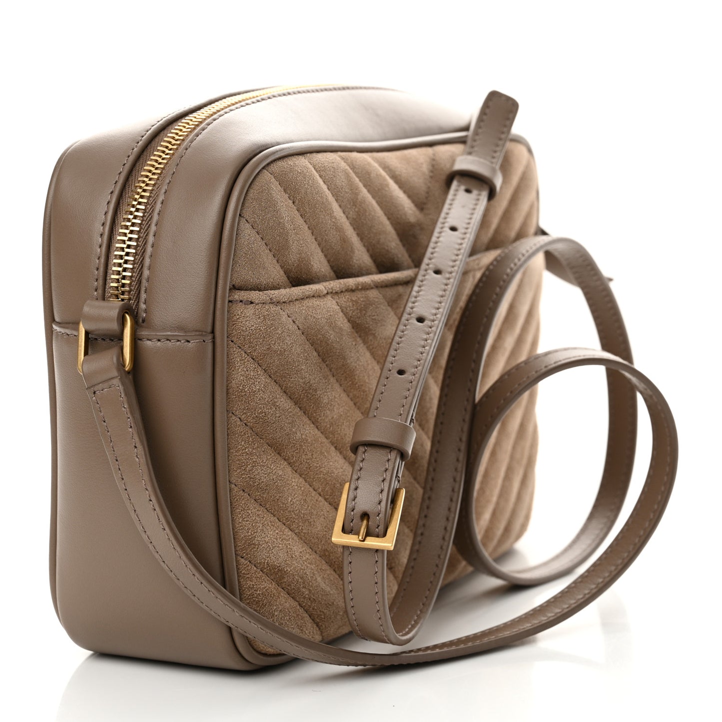Suede Matelasse Monogram Lou Camera Bag Taupe