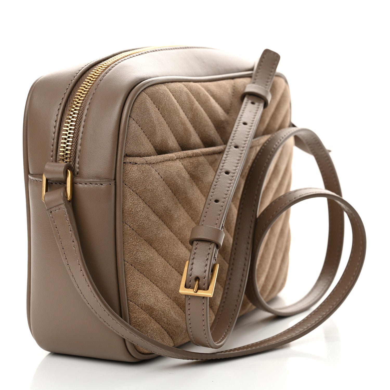 Saint Laurent Suede Matelasse Monogram Lou Camera Bag Taupe 3 of 11