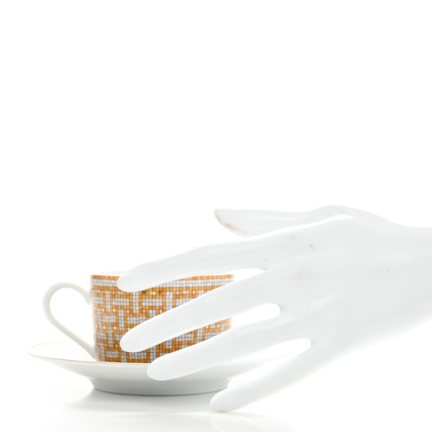 Porcelain Mosaique Au 24 Gold Tea Cup And Saucer Set Of 2