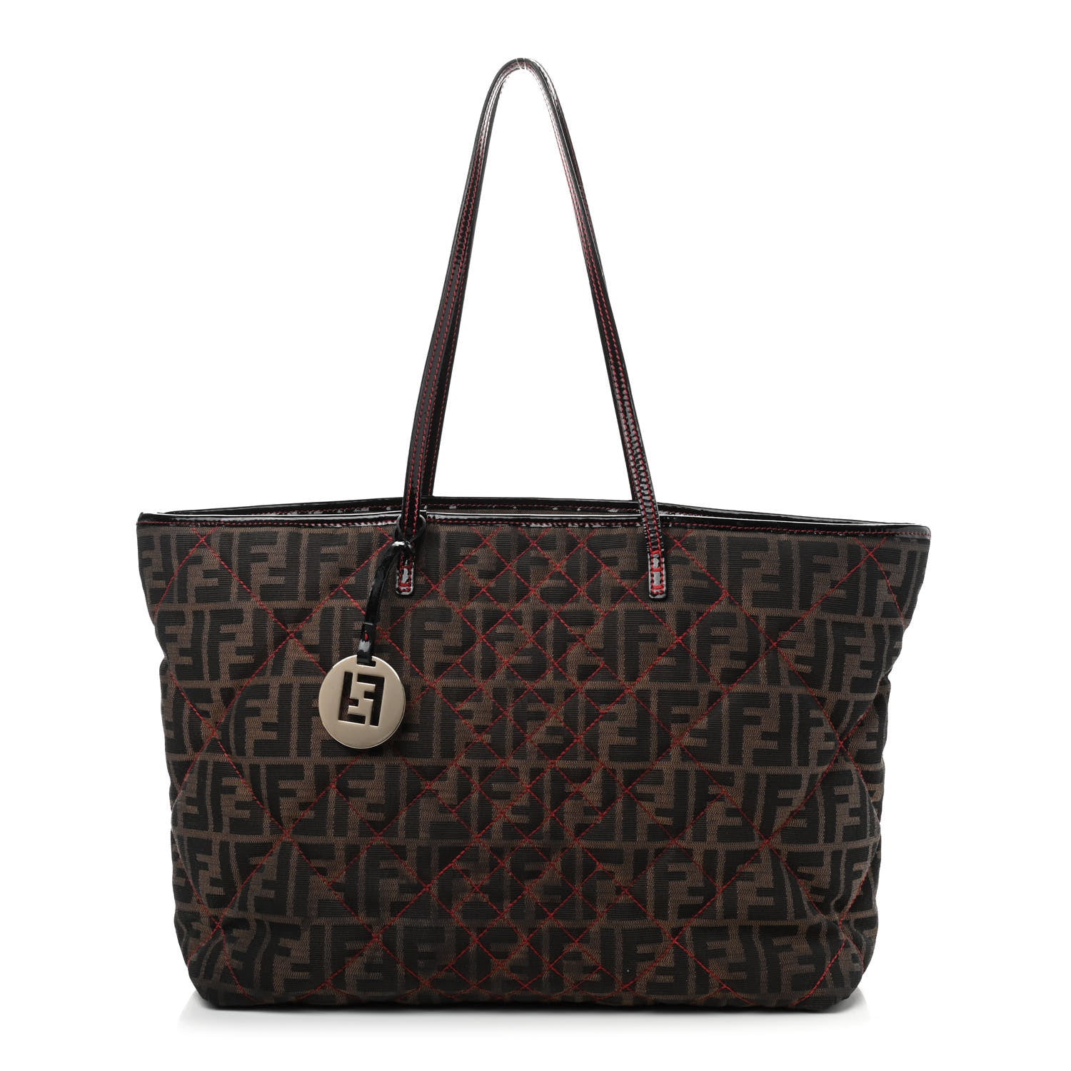 Fendi Zucca Quilted Medium Roll Tote Tobacco Red 1 of 9