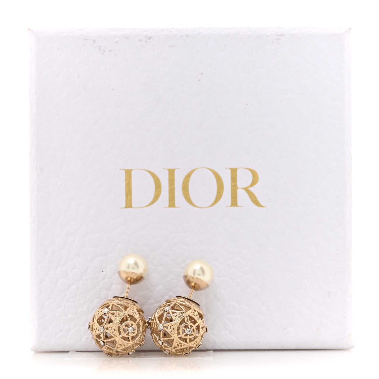 Christian Dior Crystal Cannage Mise En Dior Tribal Earrings Gold 5 of 5