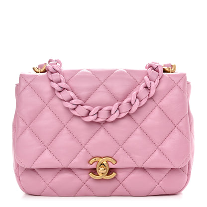 Chanel Lambskin Quilted Small Lacquered Chain Flap Pink 1 of 10