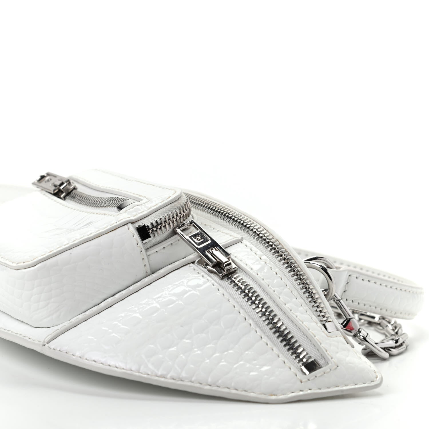 Alexander Wang Crocodile Embossed Patent Mini Top Handle Attica Belt Bag White 7 of 9