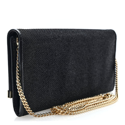 Jimmy Choo Canvas Glitter Milla Wallet on Chain Black 3 of 9