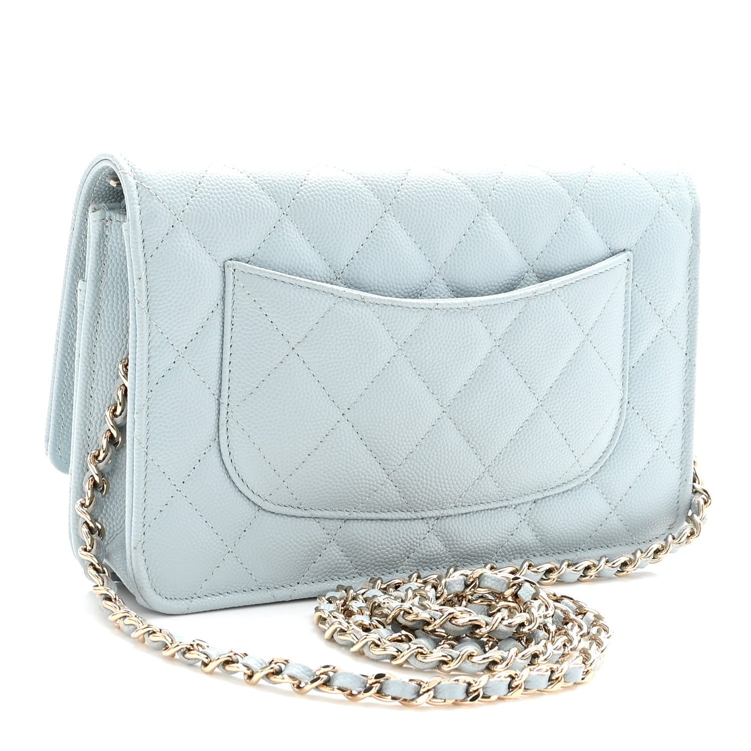Chanel Caviar Quilted Wallet On Chain WOC Light Blue 3 of 11