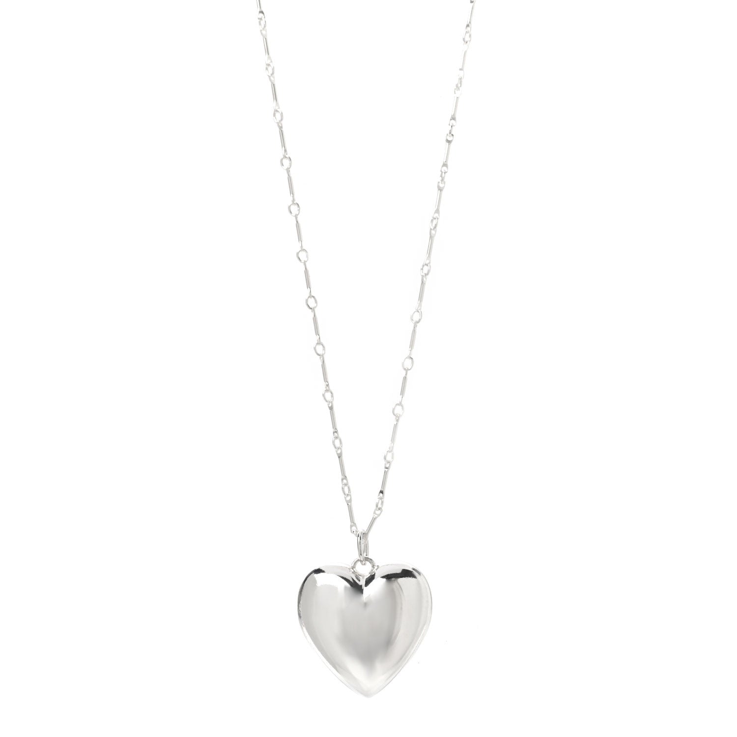 Tiffany Sterling Silver Puffed Heart Pendant Link Necklace 1 of 6
