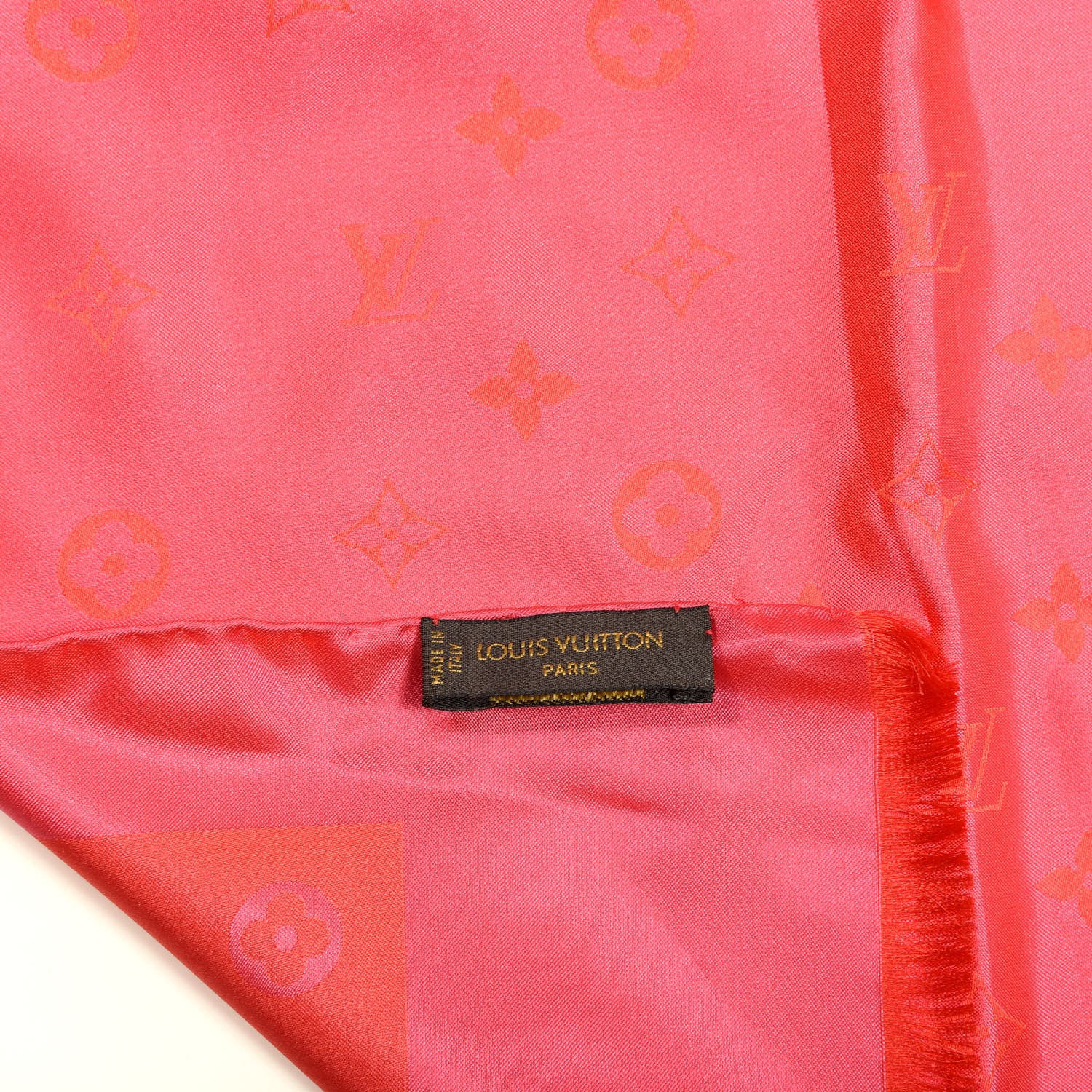 Louis Vuitton Silk Monogram Capri Scarf Pink Red 4 of 4