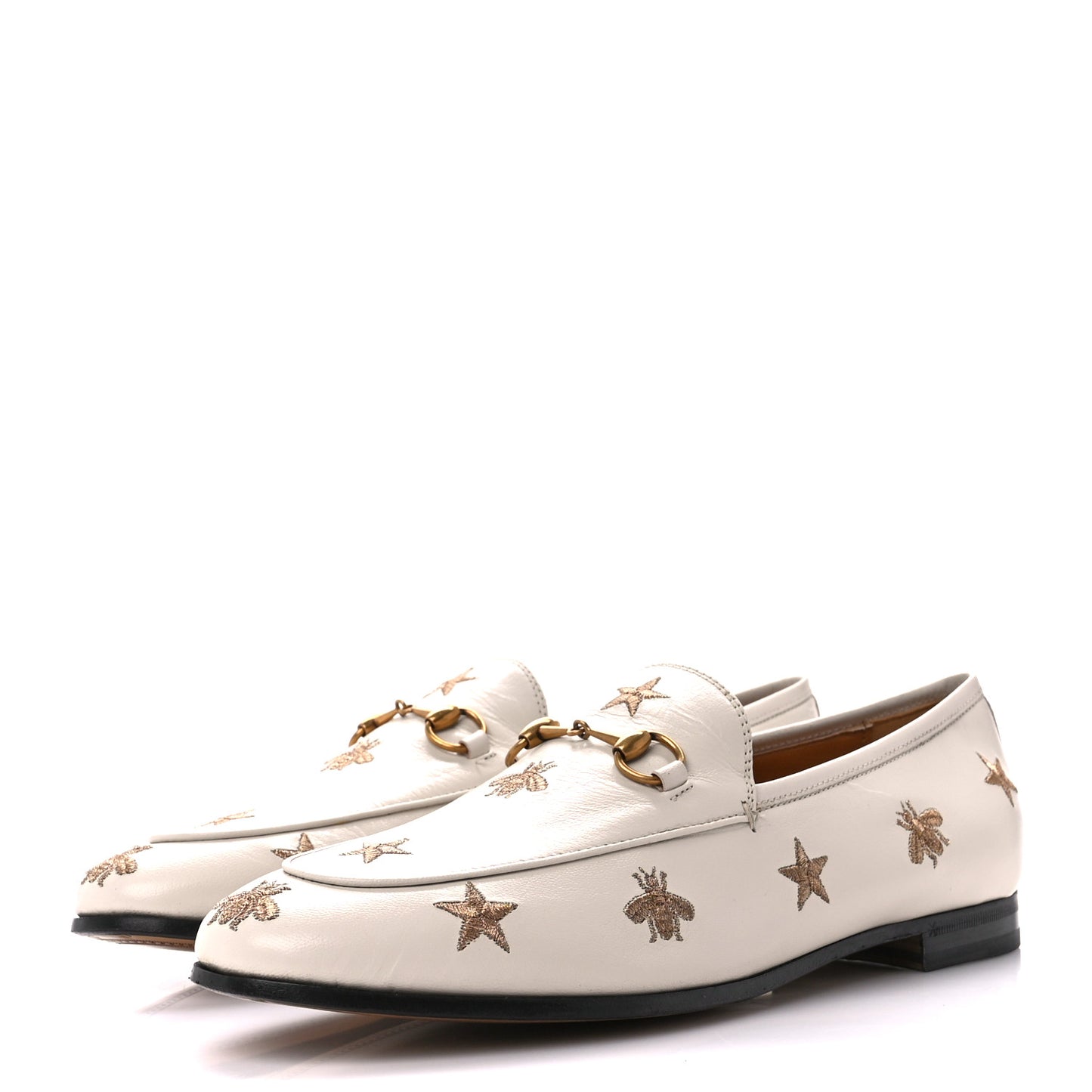 Goatskin Bee Star Embroidered Womens Jordaan Loafers 41 Mystic White