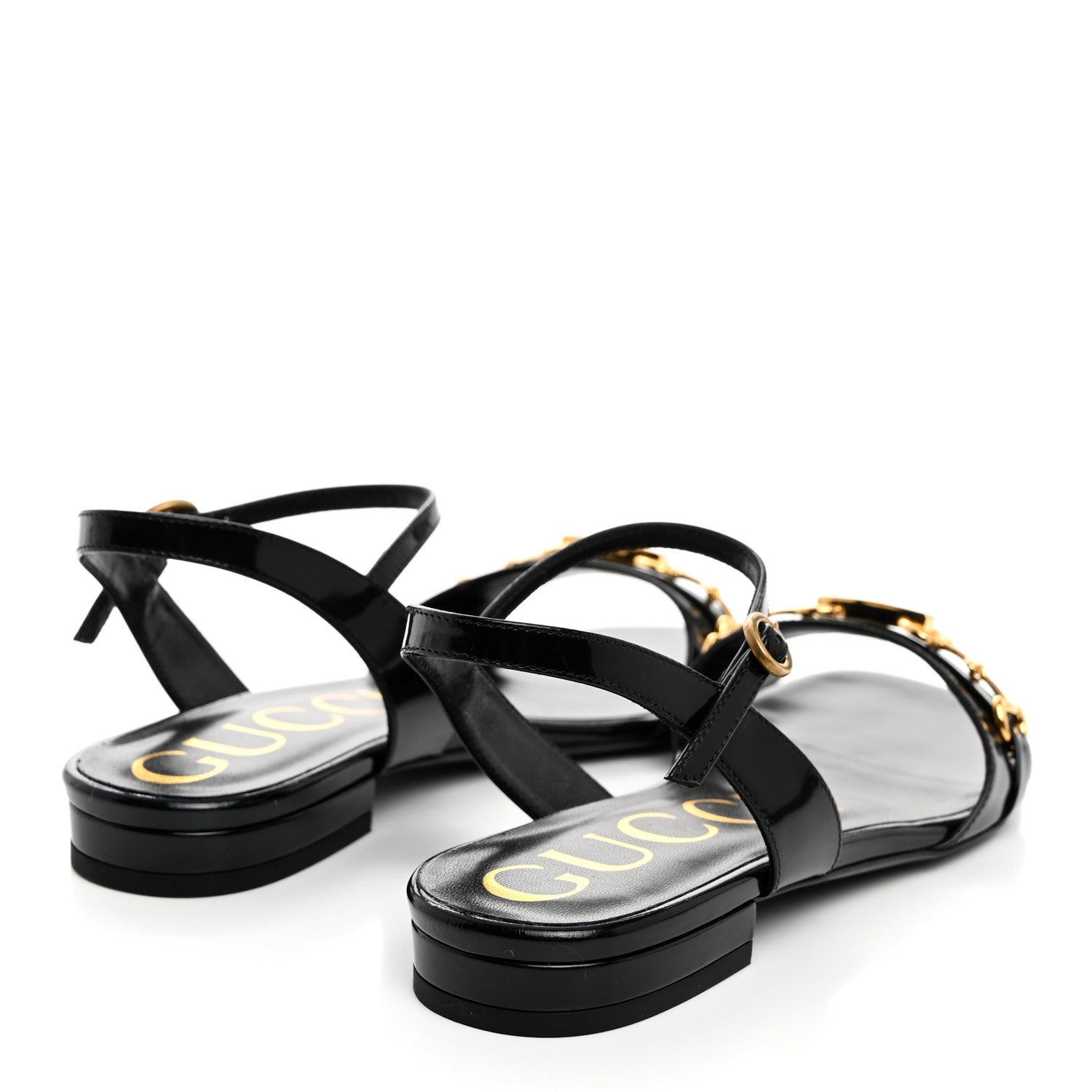 Gucci Patent Regent Horsebit Sandals 36 Black 4 of 8