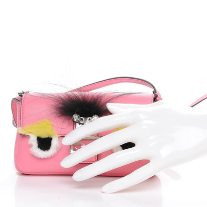 Fendi Nappa Rabbit Fox Fur Micro Buggie Baguette Rosa Fluo Multicolor 3 of 9