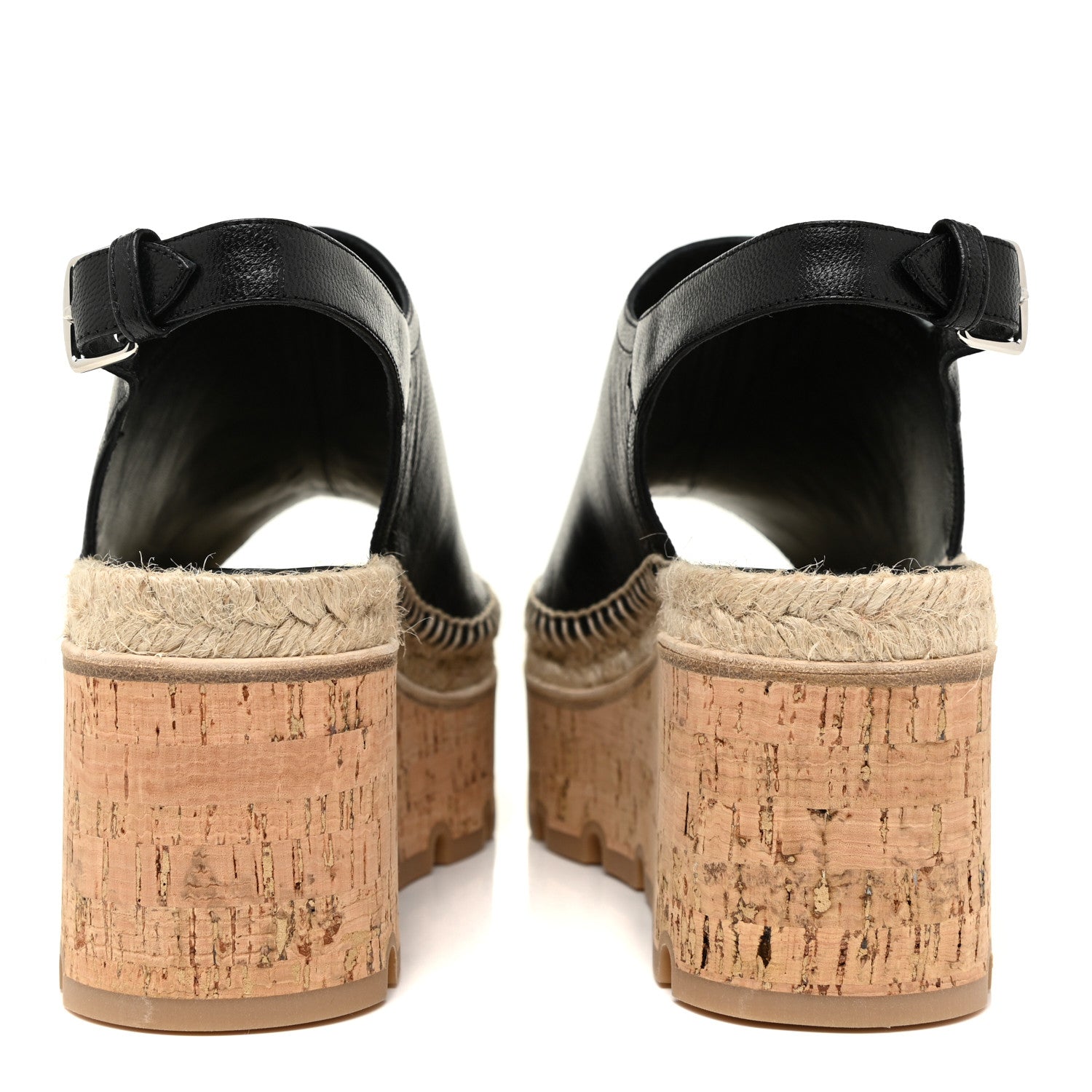 Hermes Goatskin Envie 30 Espadrille Wedge Sandals 36 Black 4 of 15