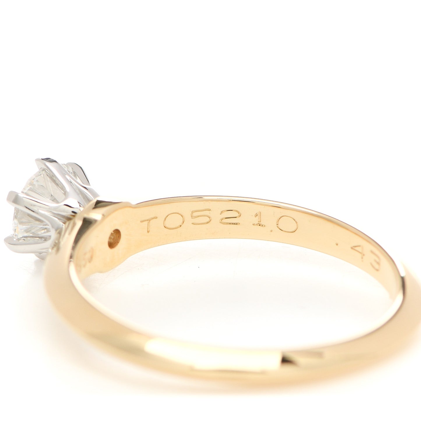 18K Yellow Gold Platinum Diamond .43ct Solitaire Engagement Ring 49 5