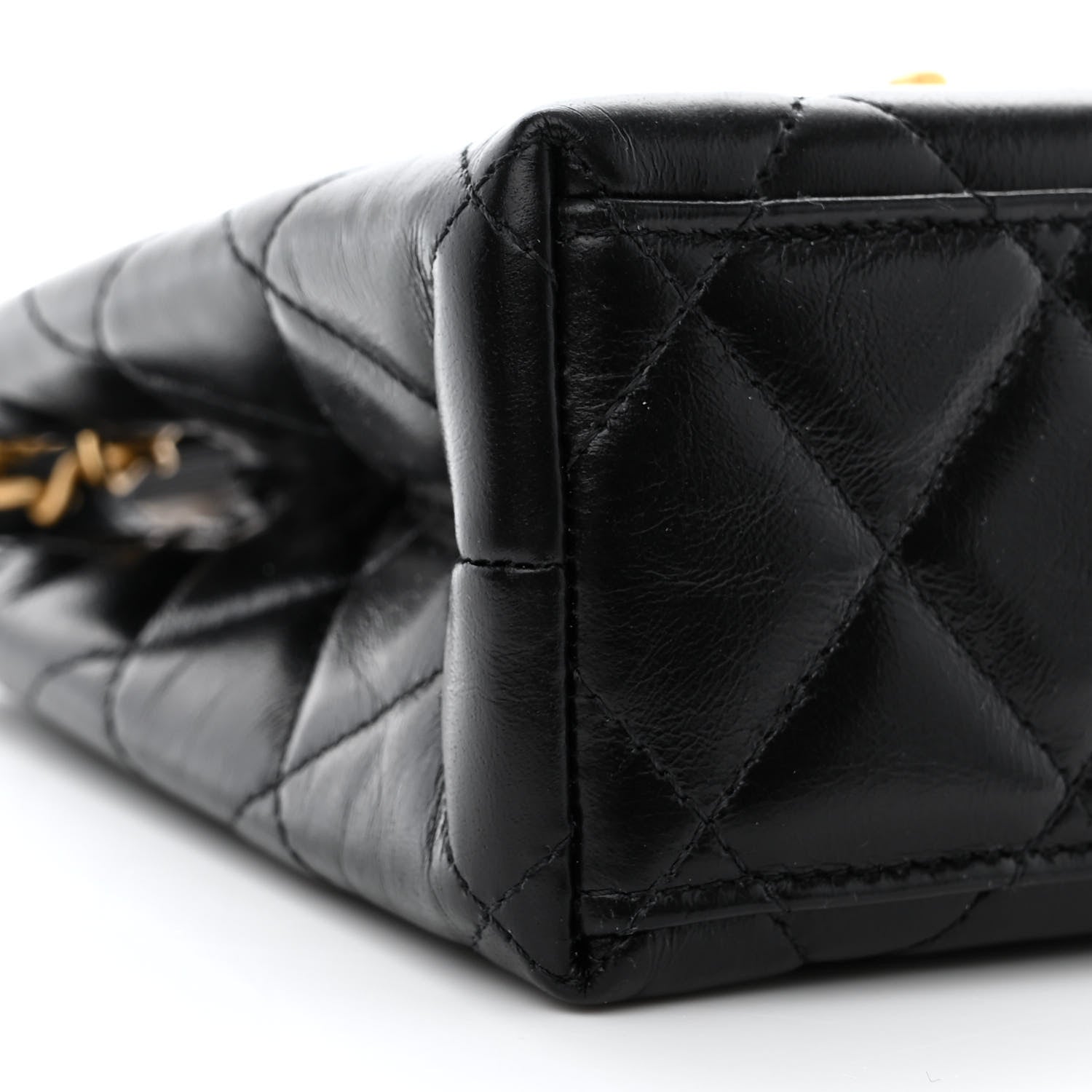 Chanel Shiny Aged Calfskin Quilted Nano Kelly Shopper Black 9 of 11
