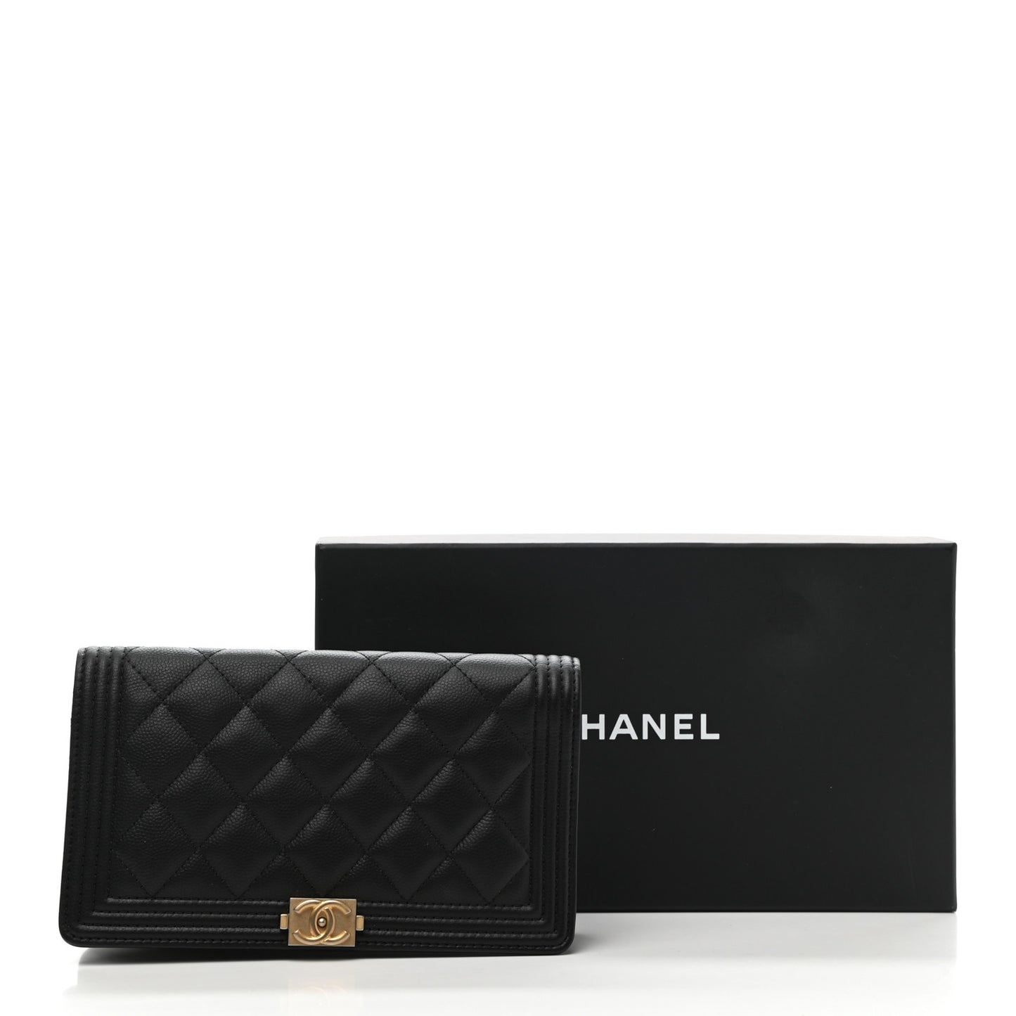 Caviar Quilted Boy Yen Wallet Black