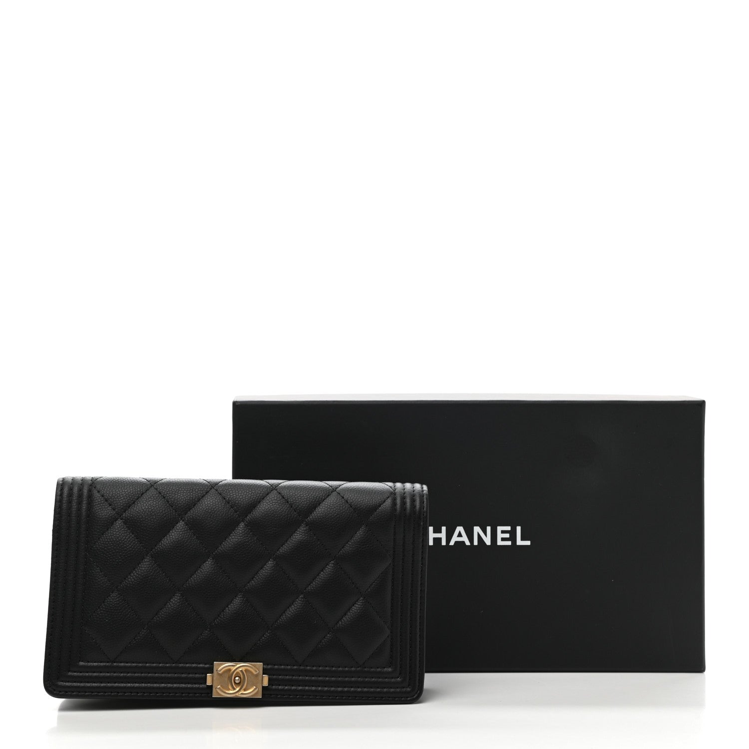 Chanel Caviar Quilted Boy Yen Wallet Black 9 of 9