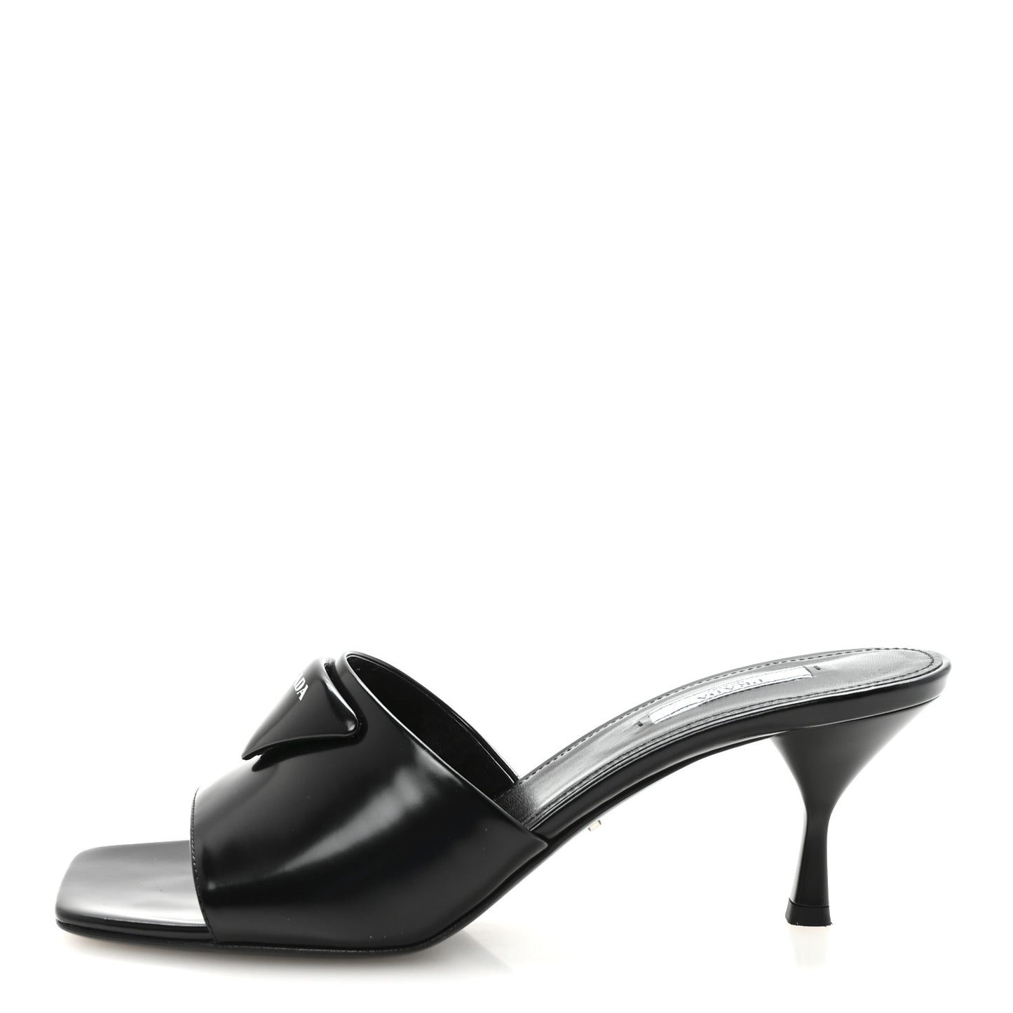 Spazzolato Triangle Logo 65mm Slide Sandals 40 Black