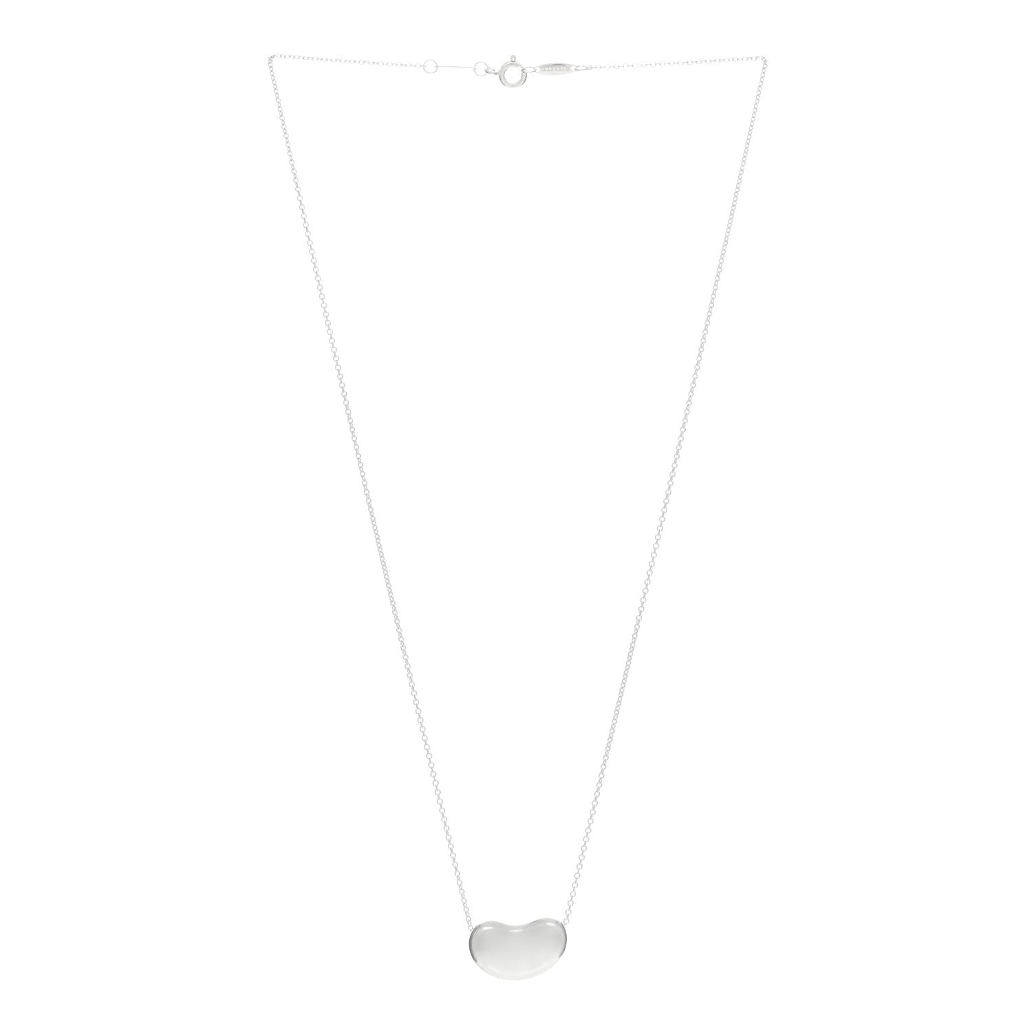 Tiffany Sterling Silver 18mm Elsa Peretti Bean Pendant Necklace 2 of 4
