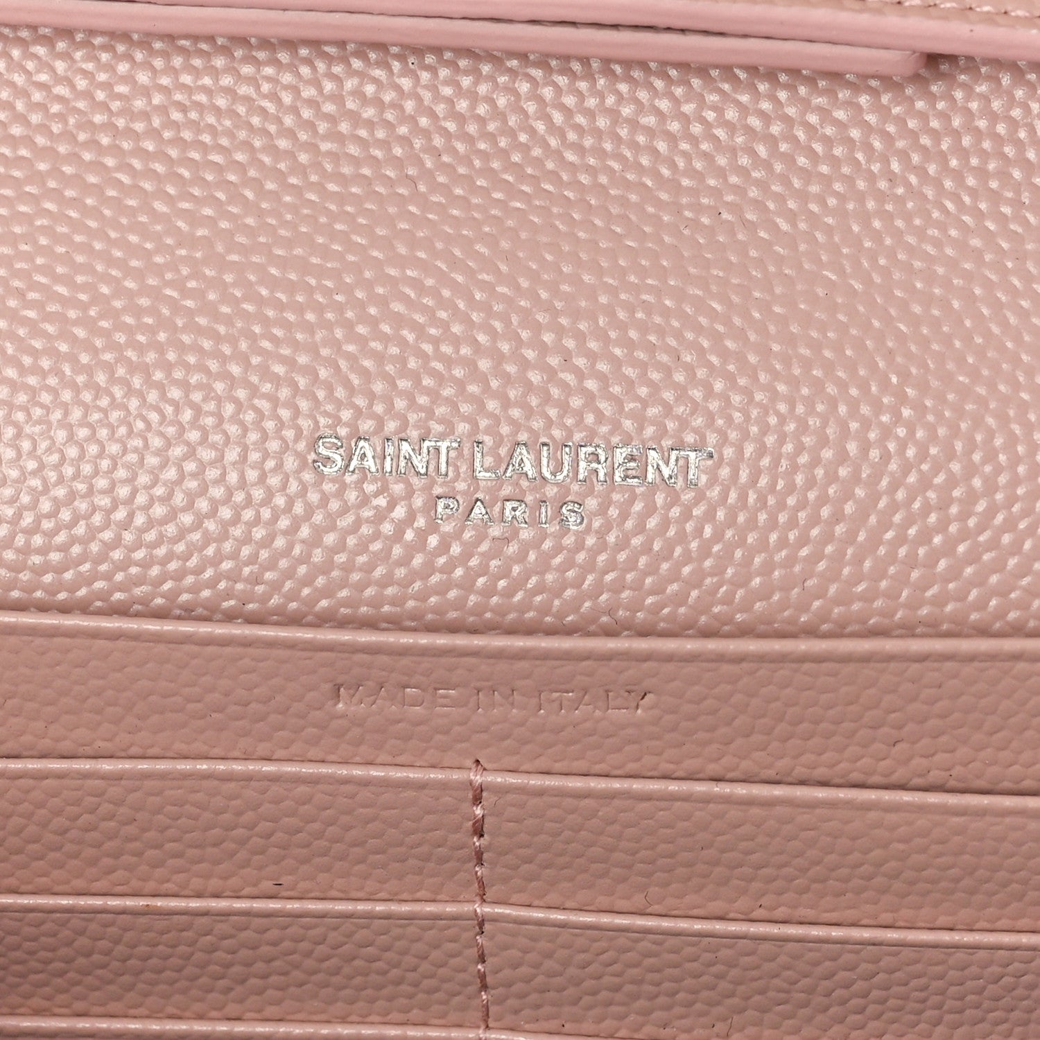 Saint Laurent Grain De Poudre Matelasse Chevron Monogram Chain Wallet Pale Pink 6 of 9