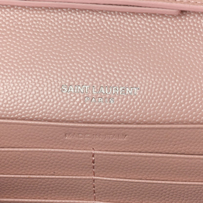 Saint Laurent Grain De Poudre Matelasse Chevron Monogram Chain Wallet Pale Pink 6 of 9