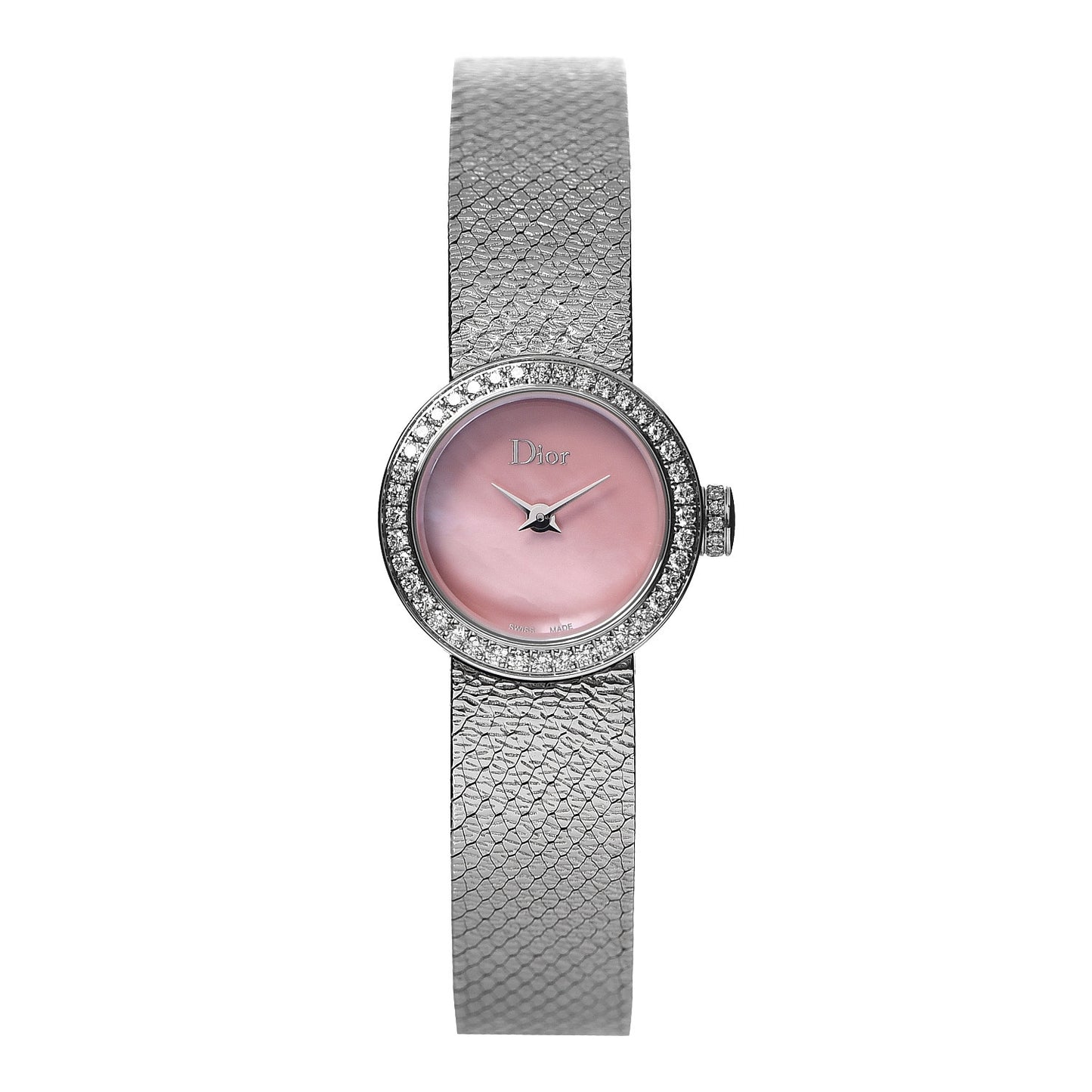 Stainless Steel Diamond Bezel Pink Mother of Pearl 19mm La D De Dior Quartz Watch