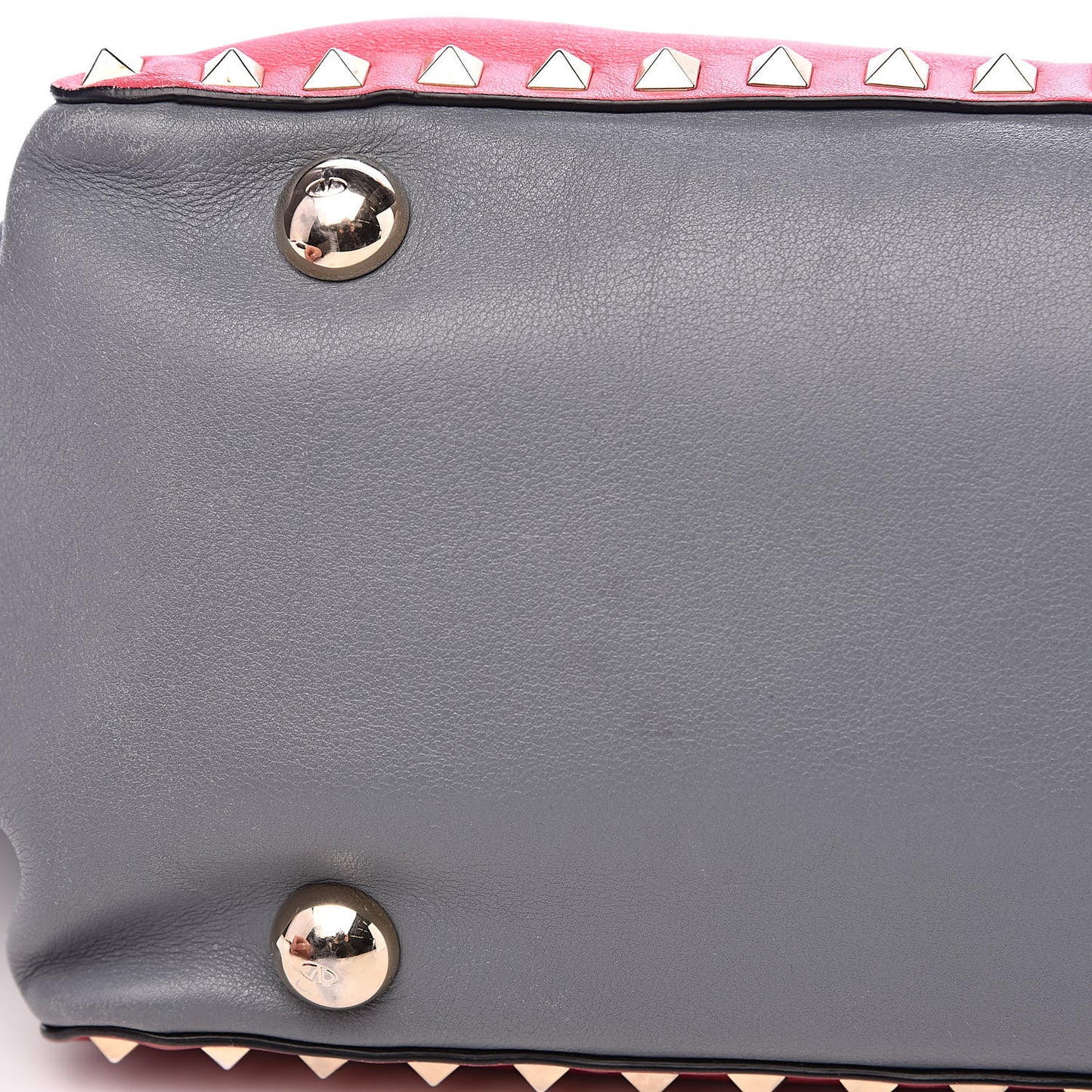 Vitello Colorblock Medium Rockstud Tote Deep Rose Clover Grey Scarlet