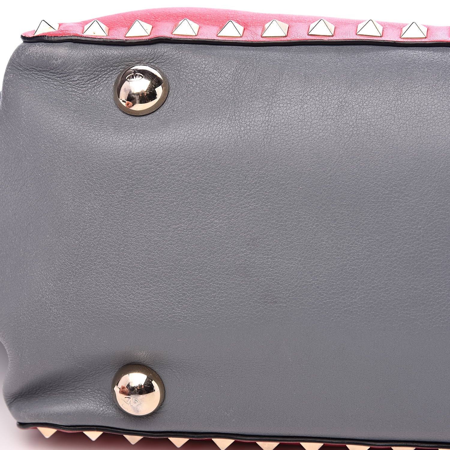 Valentino Garavani Vitello Colorblock Medium Rockstud Tote Deep Rose Clover Grey Scarlet 9 of 20