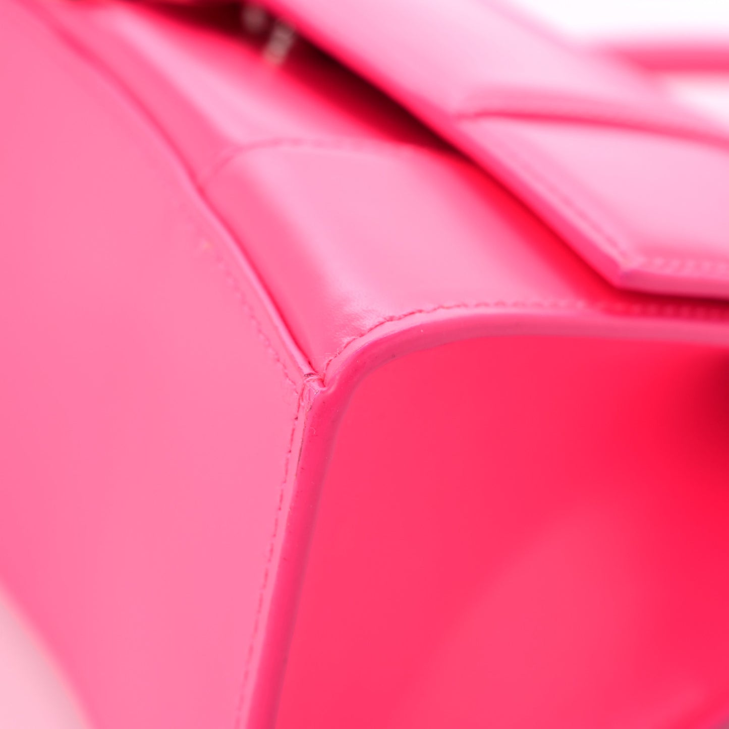 Shiny Box Calfskin Small Hourglass Top Handle Bag Hot Pink