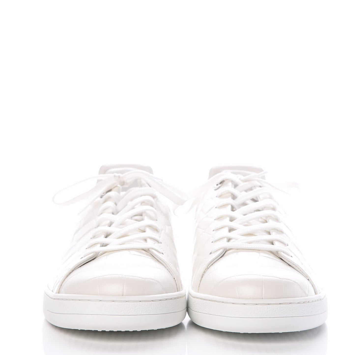Calfskin Crocodile Embossed Frontrow Sneakers 44 White