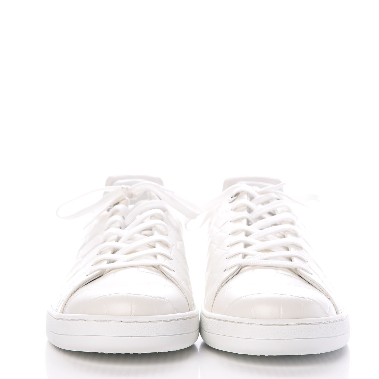Louis Vuitton Calfskin Crocodile Embossed Frontrow Sneakers 44 White 2 of 9