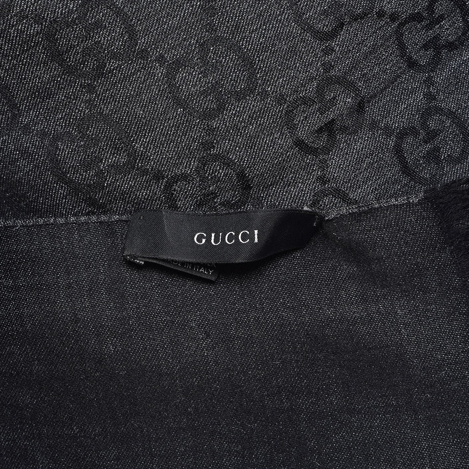Gucci Wool Silk GG Monogram GGNat Scarf Anthracite 4 of 4