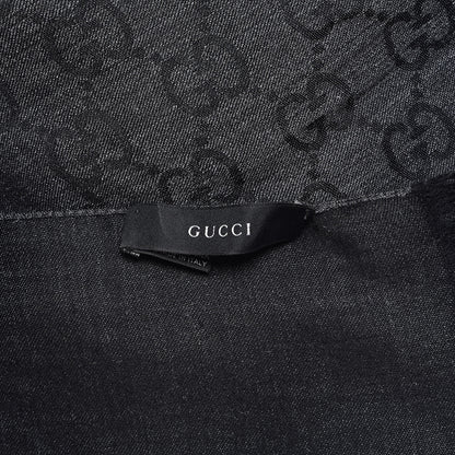 Gucci Wool Silk GG Monogram GGNat Scarf Anthracite 4 of 4
