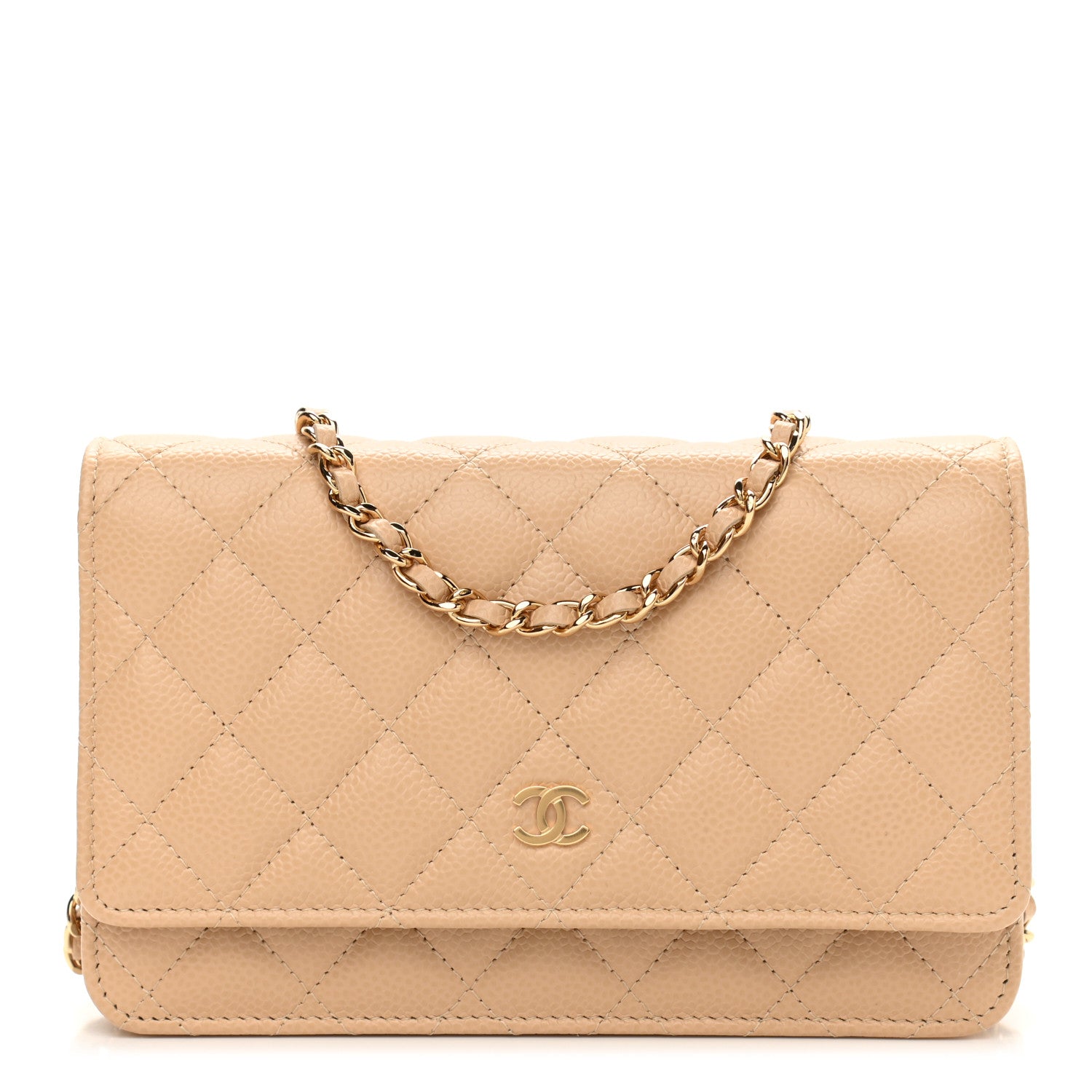 Chanel Caviar Quilted Wallet On Chain WOC Beige 1 of 12